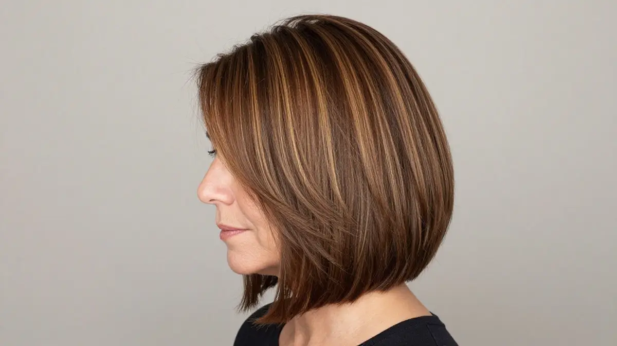 Blunt Cut Lob with Highlights