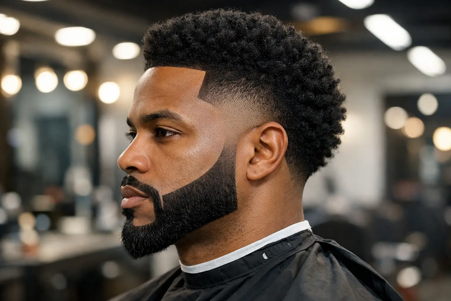 Burst Fade with Sculpted Beard