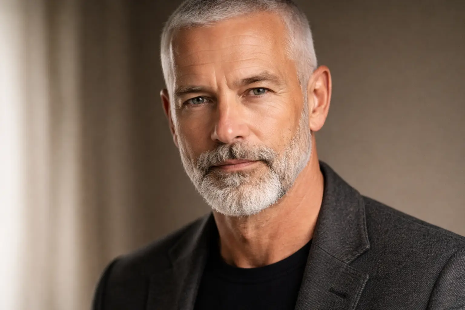 Buzzcut With Grey Beard