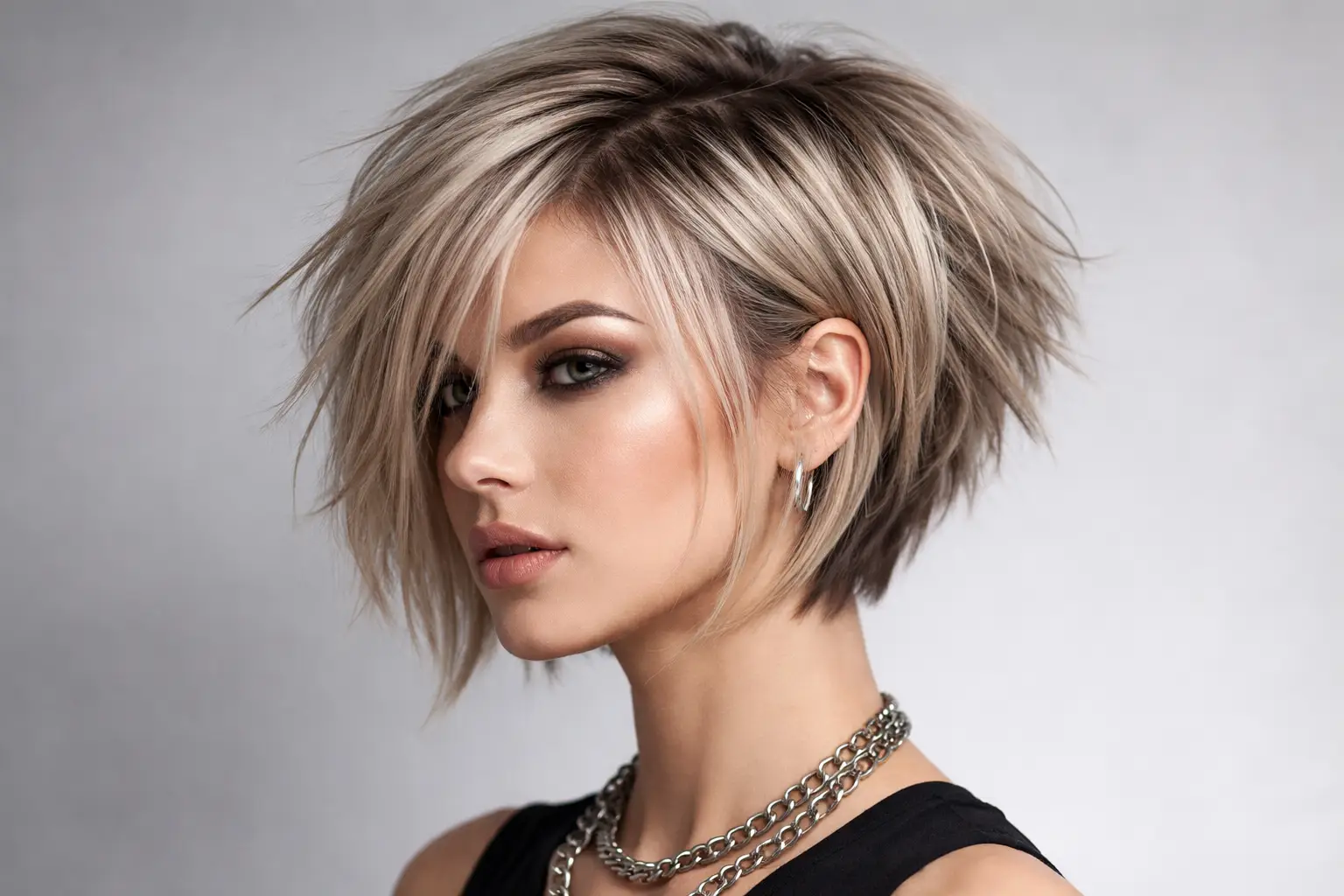 Choppy Stacked Bob Cut