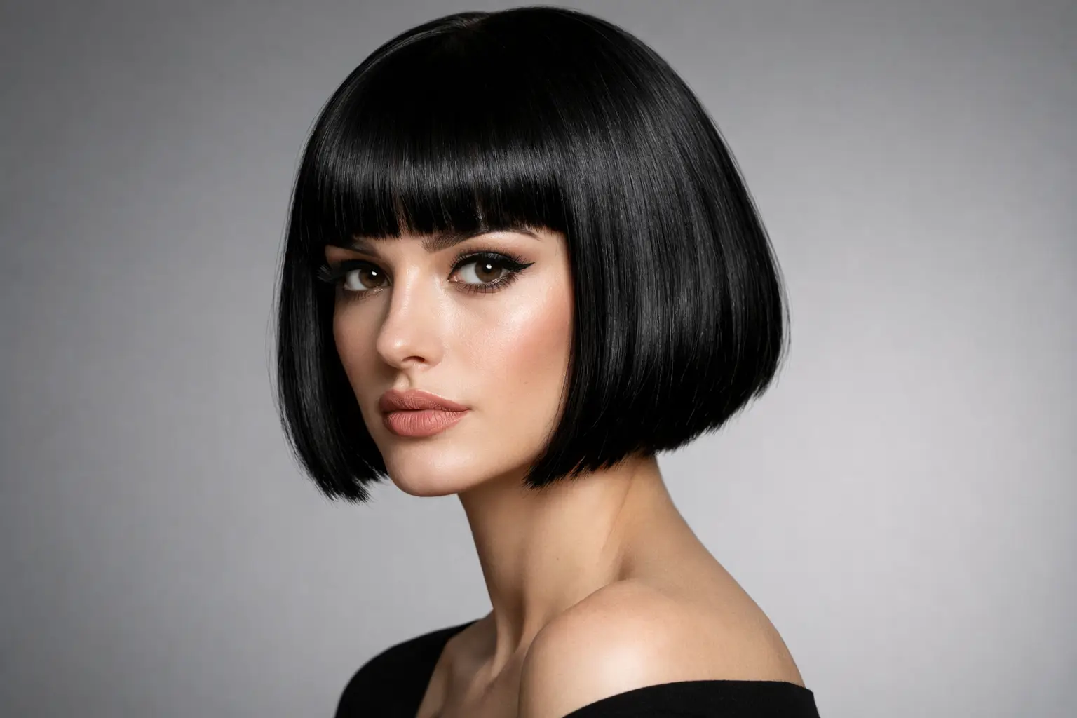 Classic Short Bob with Blunt Bangs