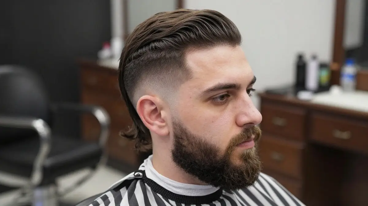 Classy Mullet with Taper and Beard