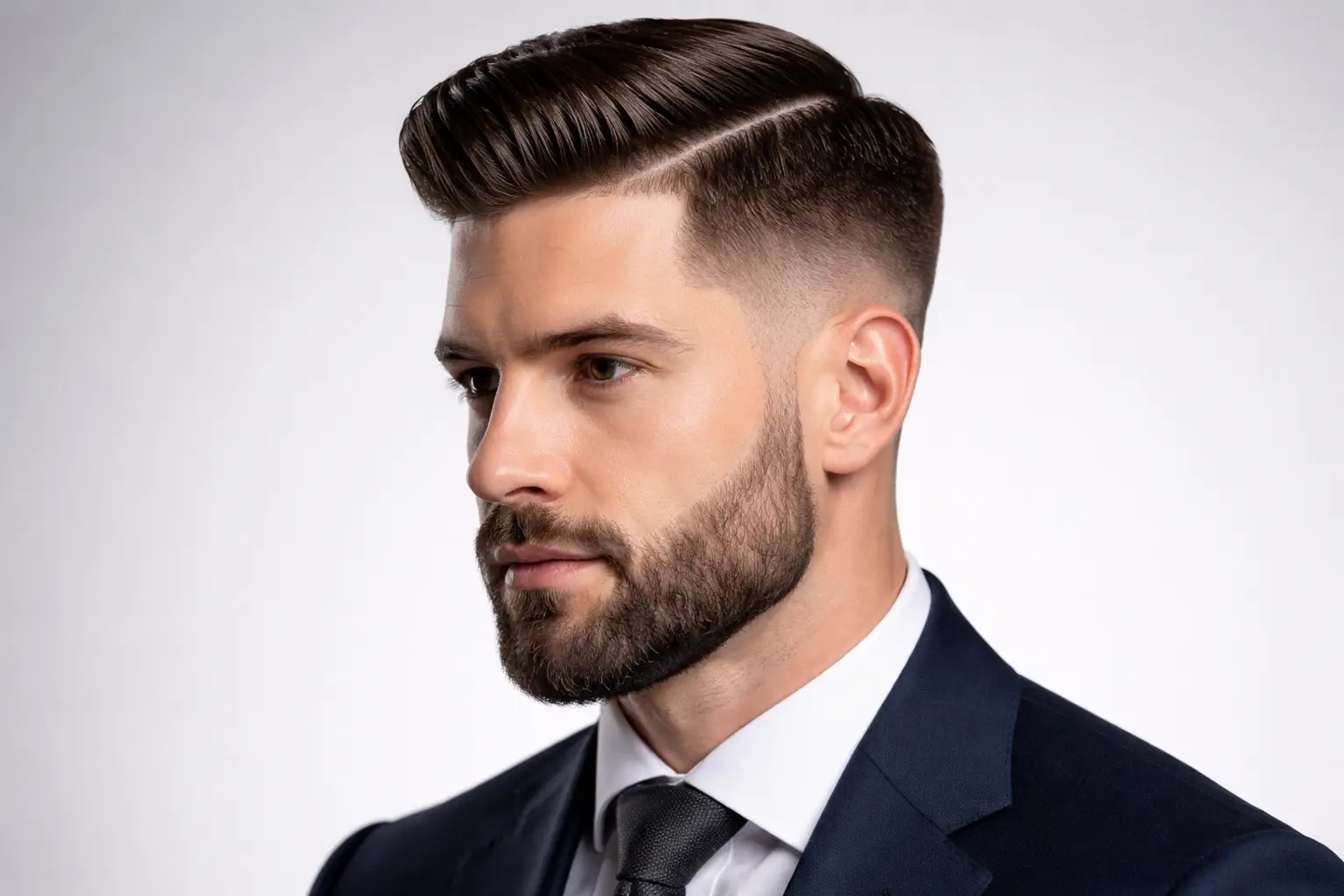 Comb Over Fade with Beard
