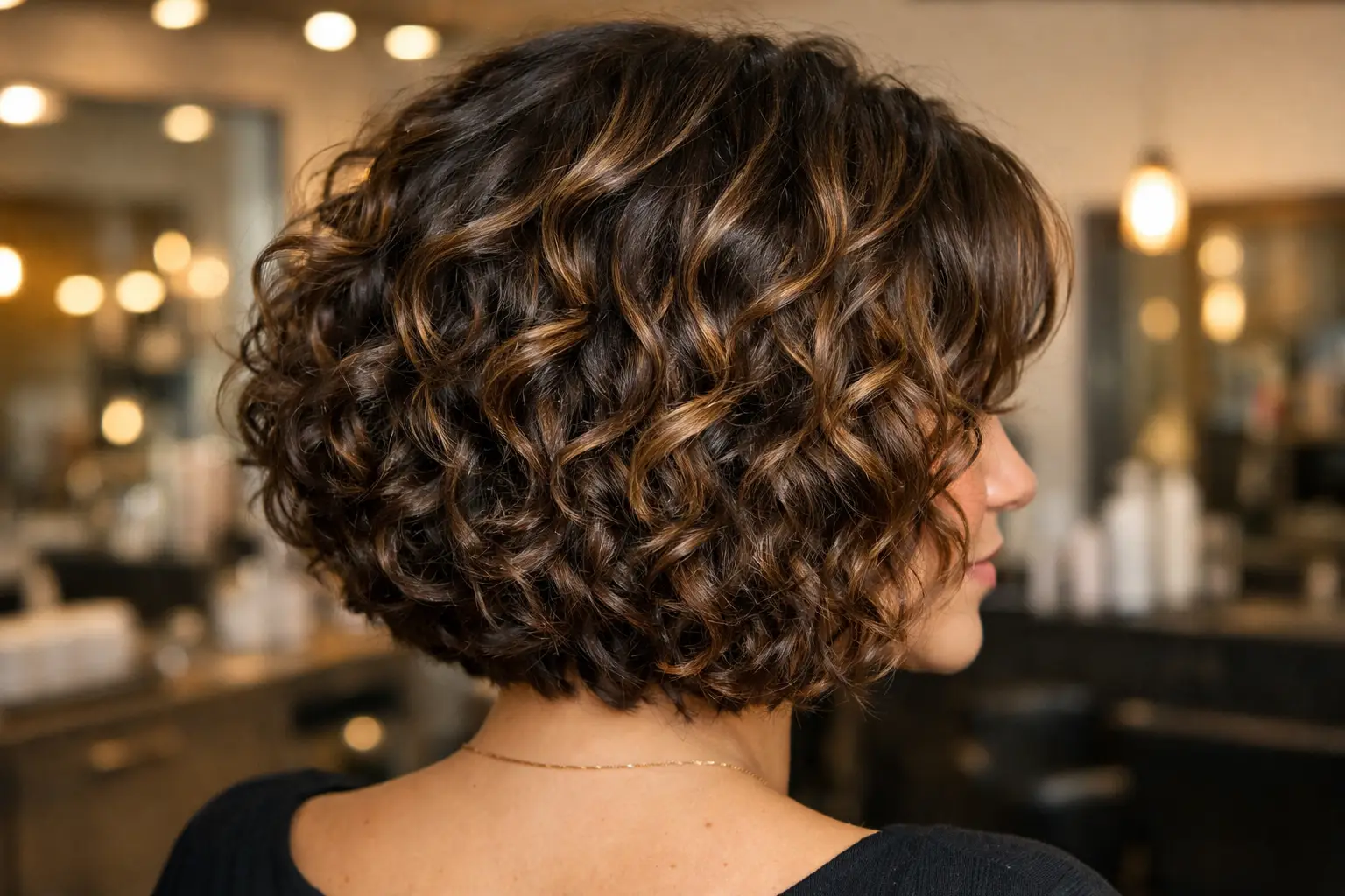 Curly Bob with Highlights