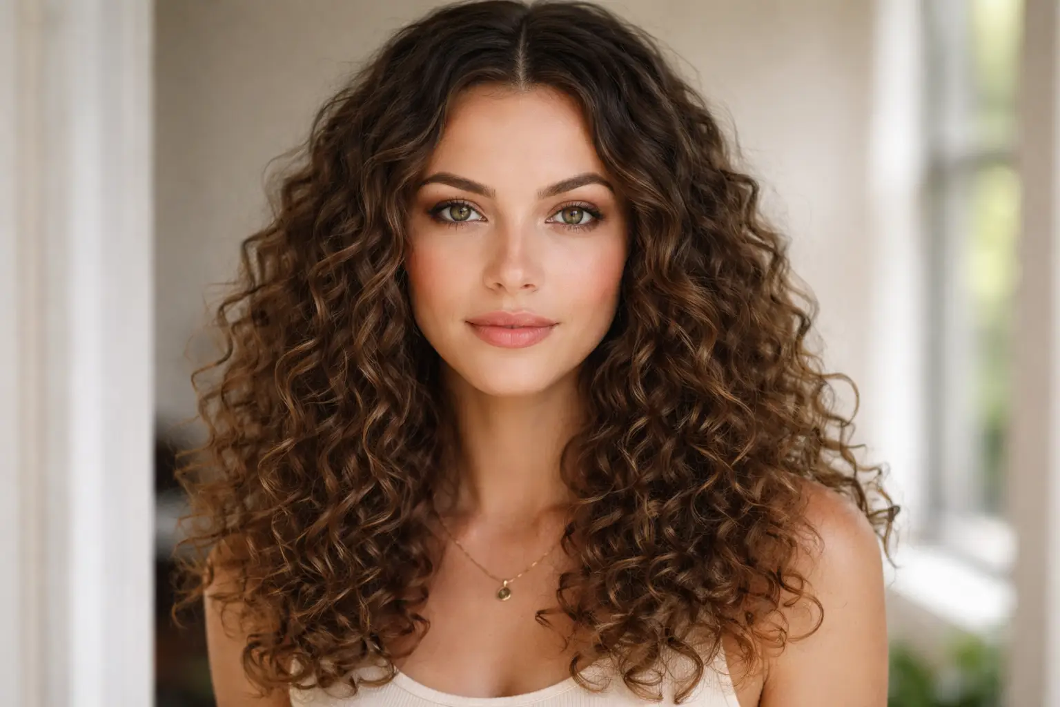 Curly Hair with Middle Part
