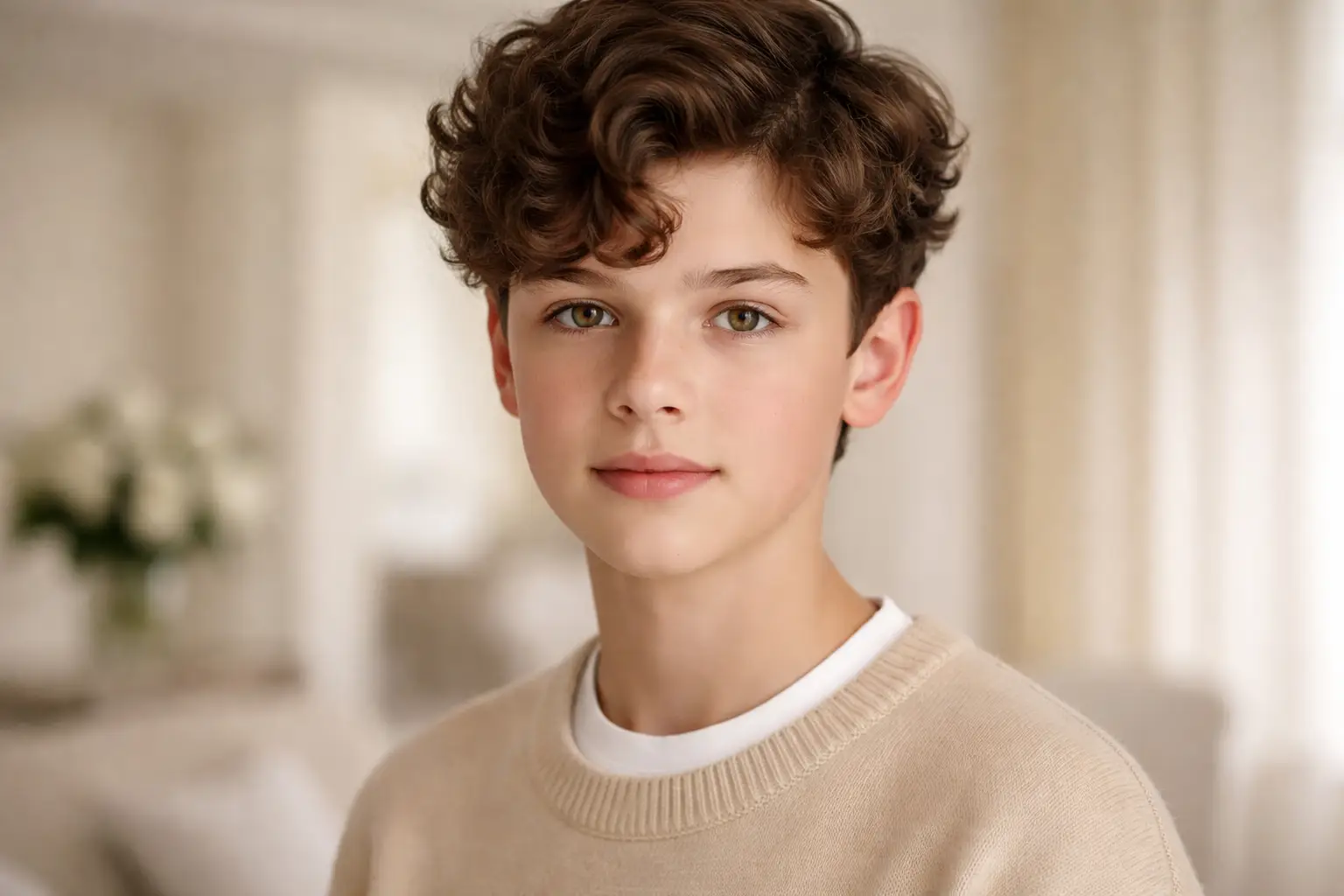 Curly Hair with Side Part