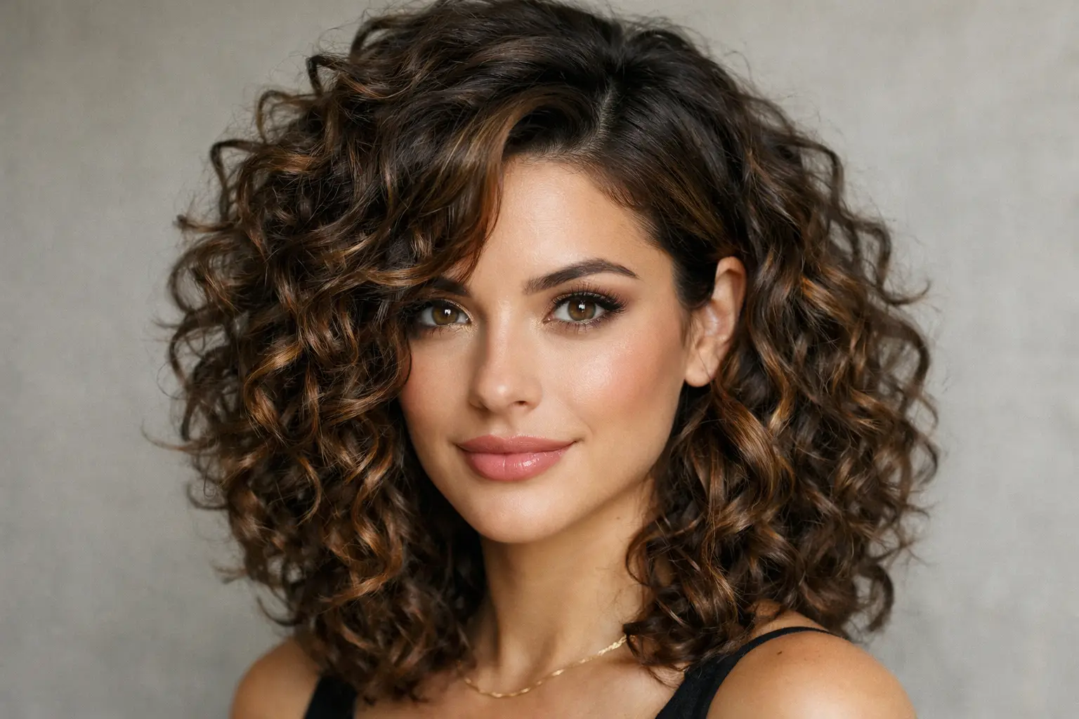 Curly Hair with Side Part