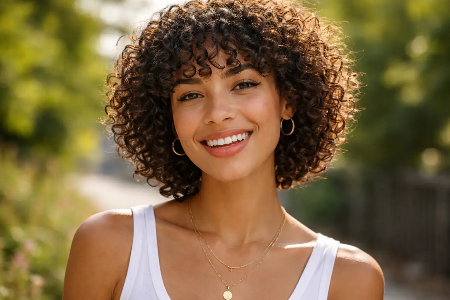 Curly Short Hair with Bangs