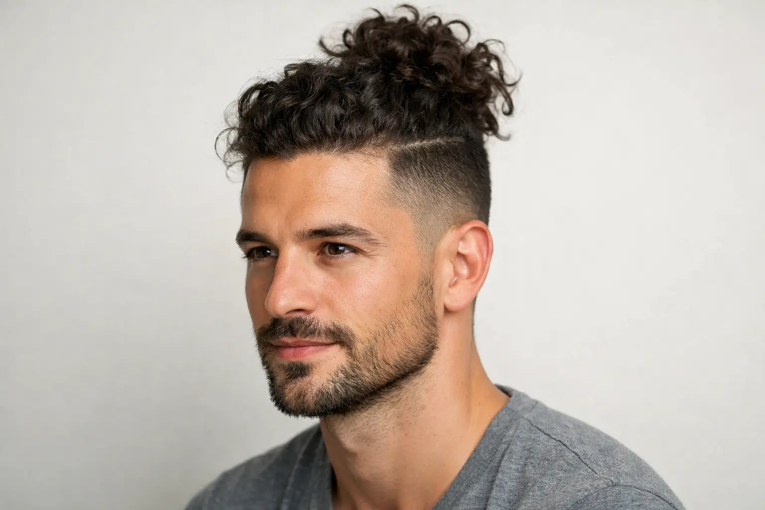 Curly Top Knot Undercut