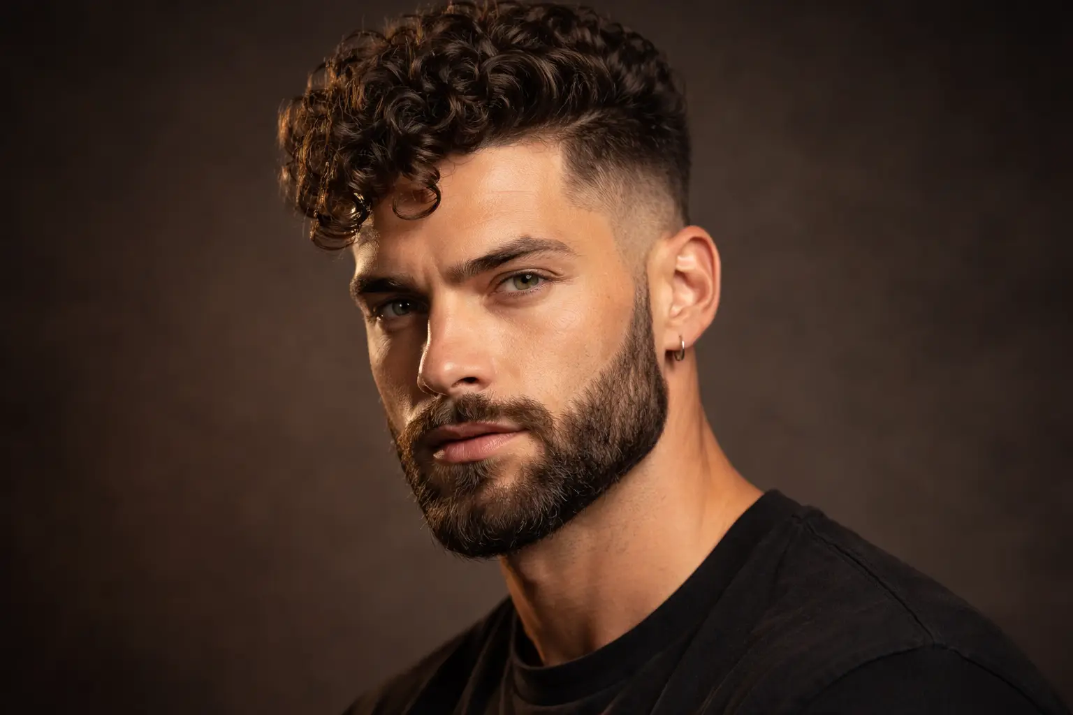 Curly Undercut with Beard