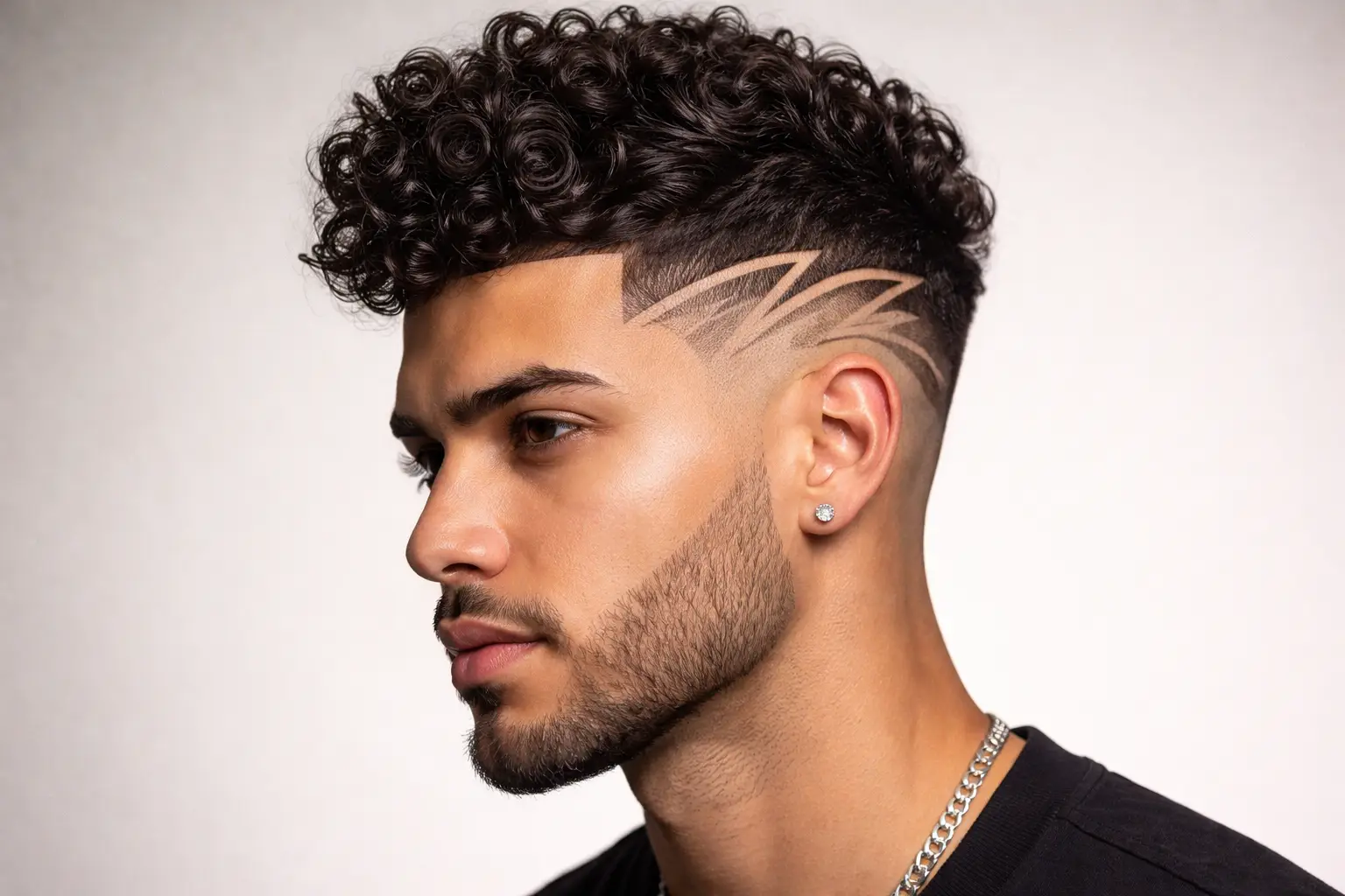 Curly Undercut with Design