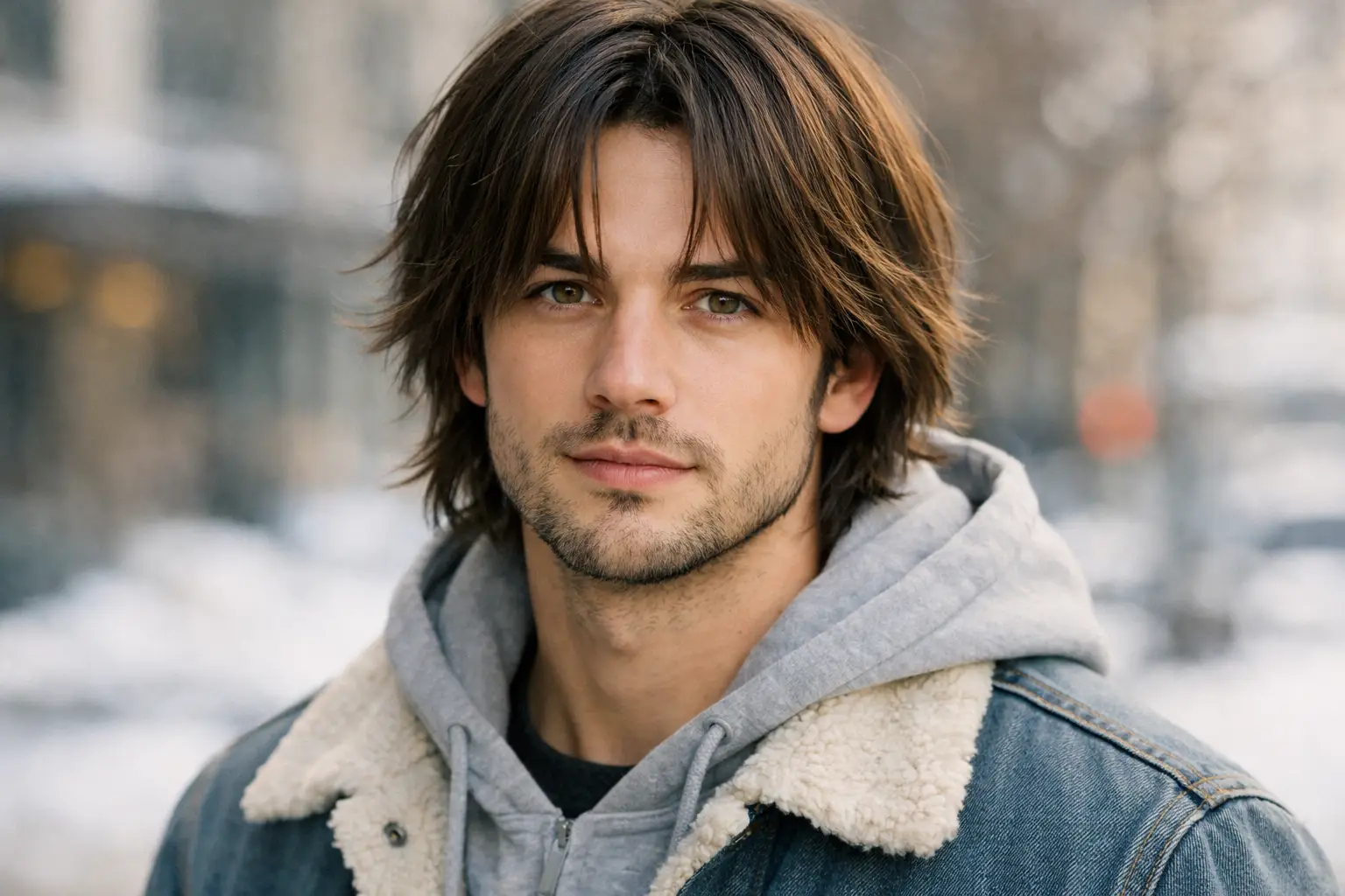 Curtain Bangs with Medium Length Layers