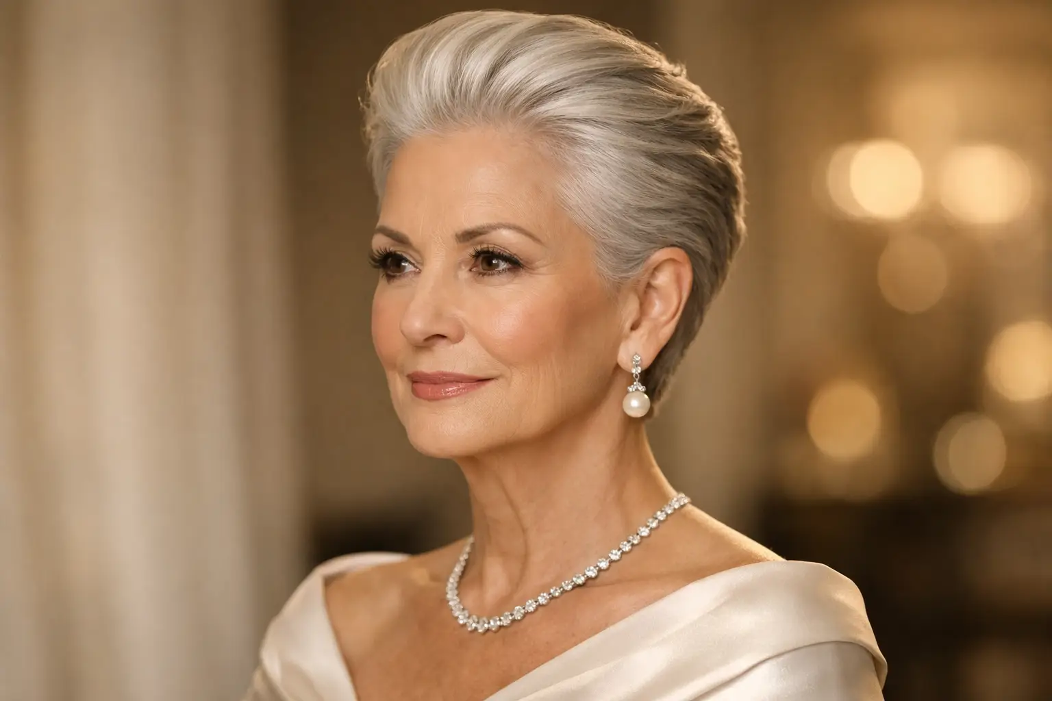 Elegant Brushed Back Pixie