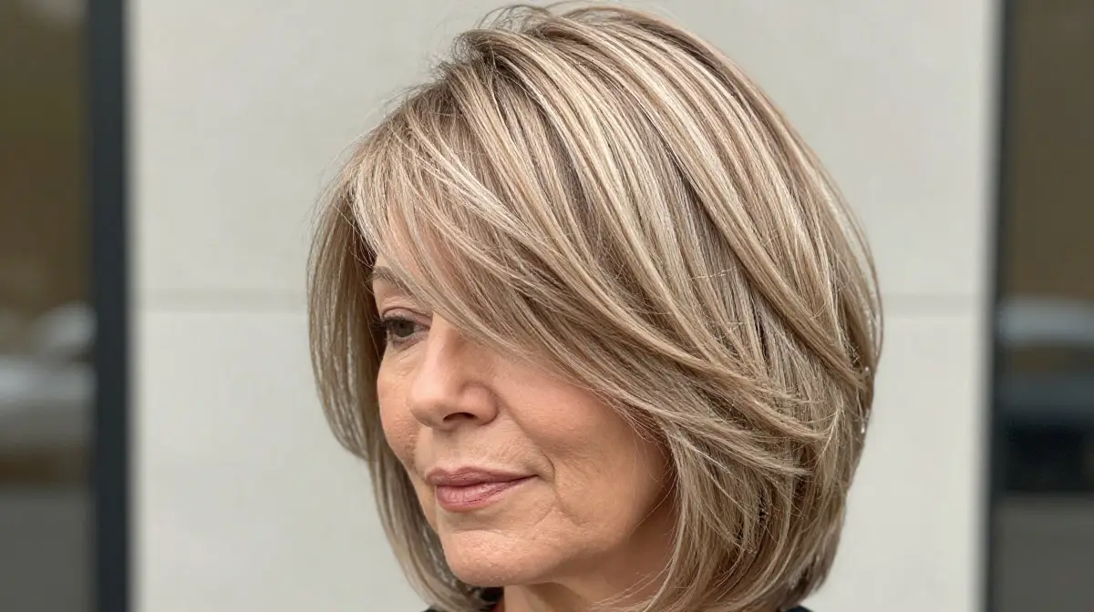 Feathered Layers with Side Swept Bangs