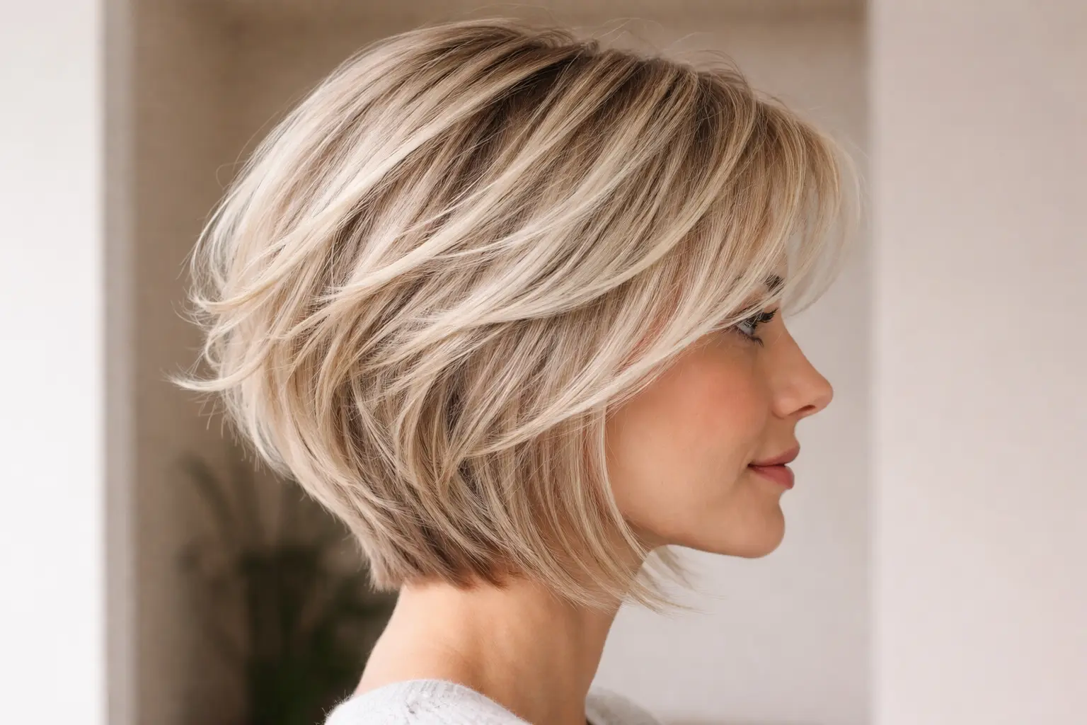 Feathered Stacked Bob Style
