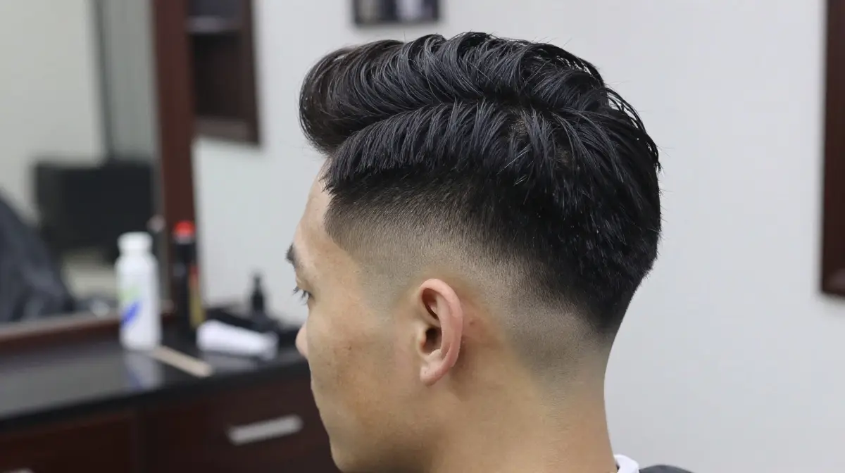 High Fade with Textured Pompadour