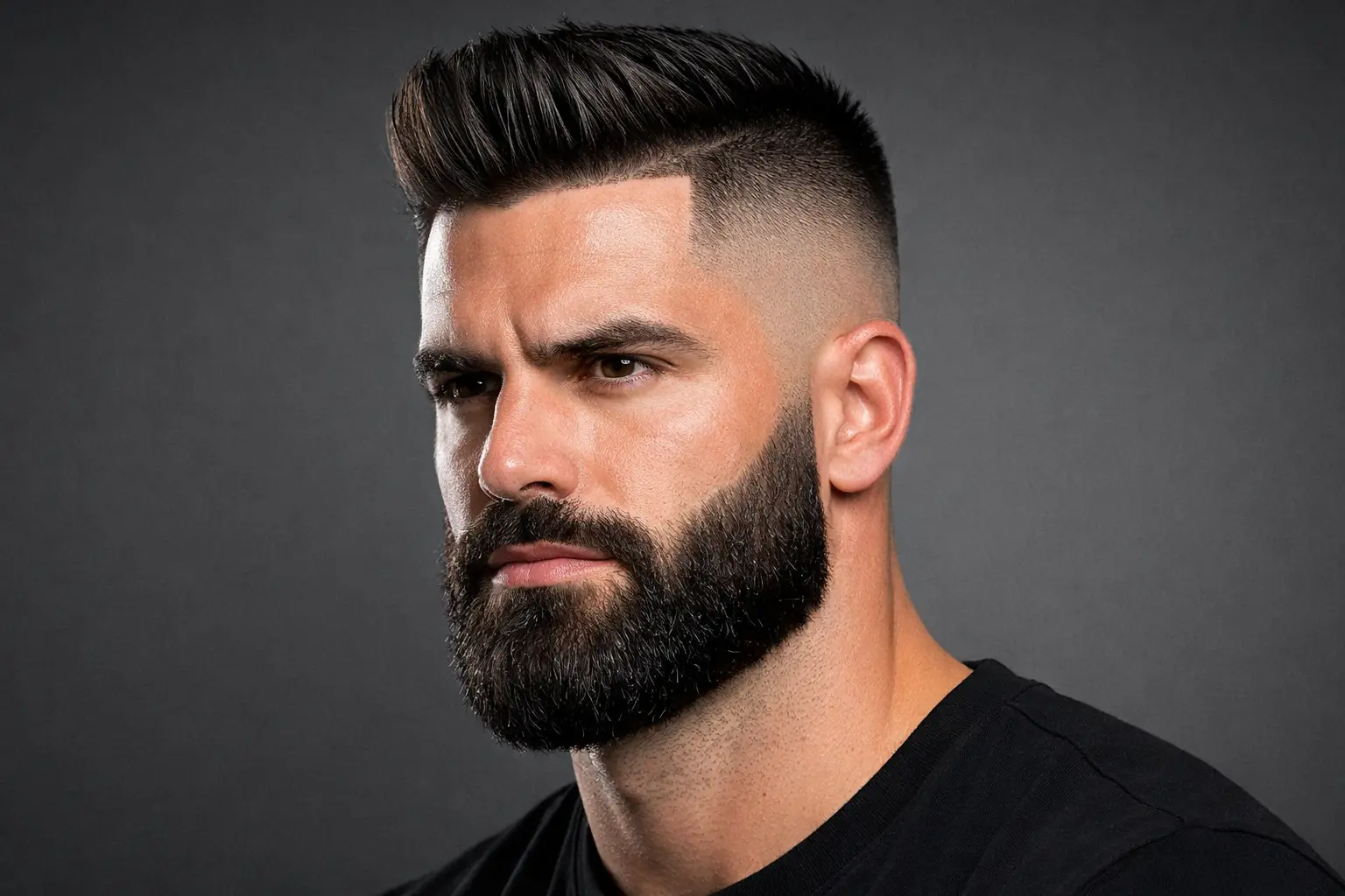 High Fade with Thick Beard