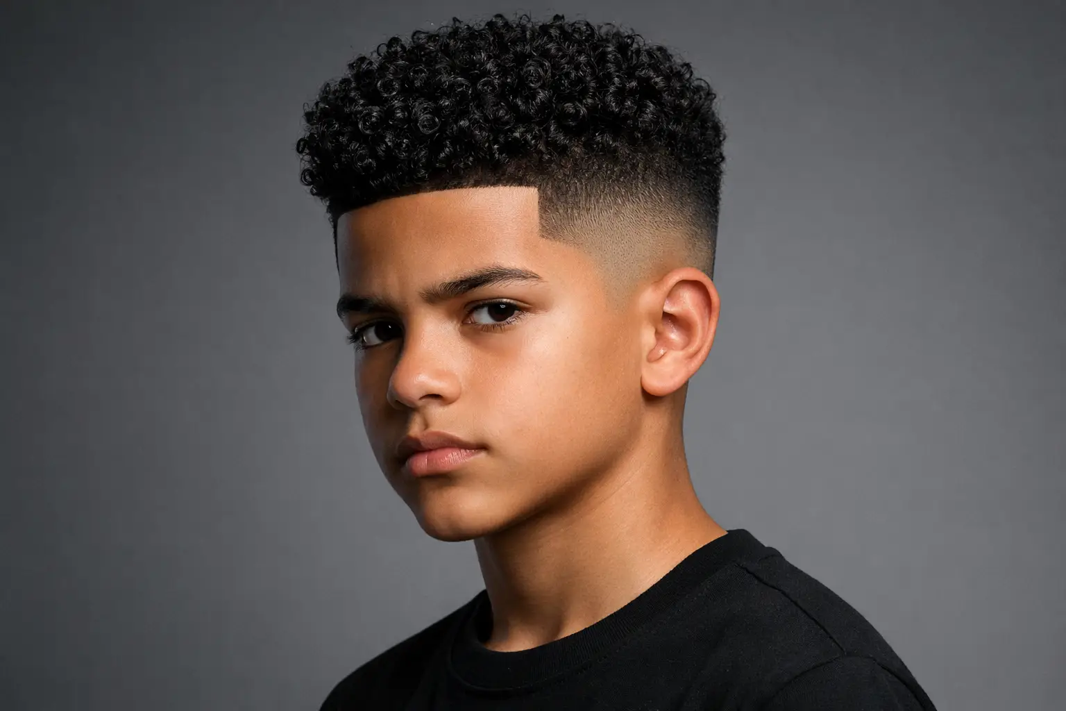 High Fade with Tight Curls