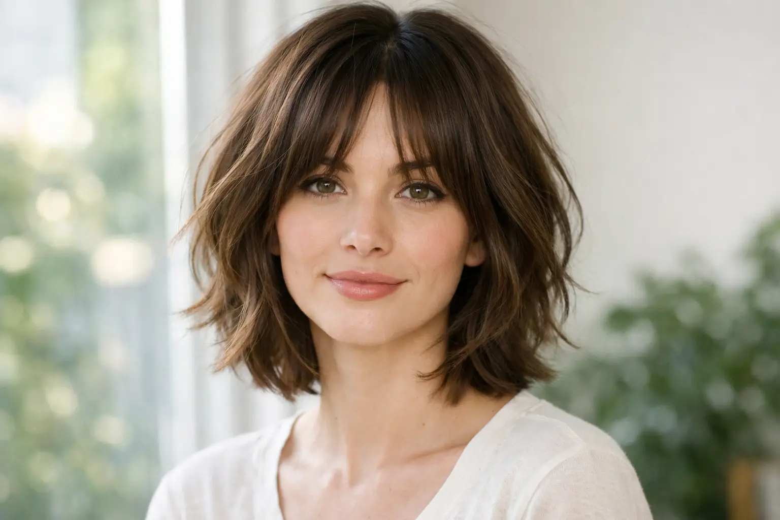Layered Short Hair with Curtain Bangs