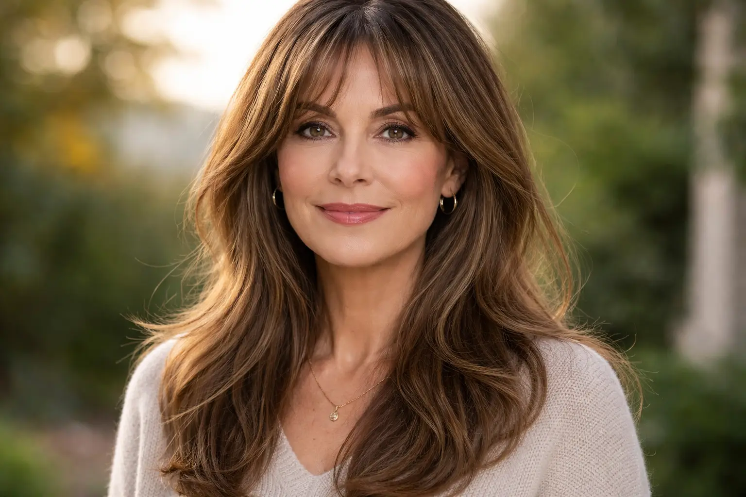 Long Hair with Curtain Bangs