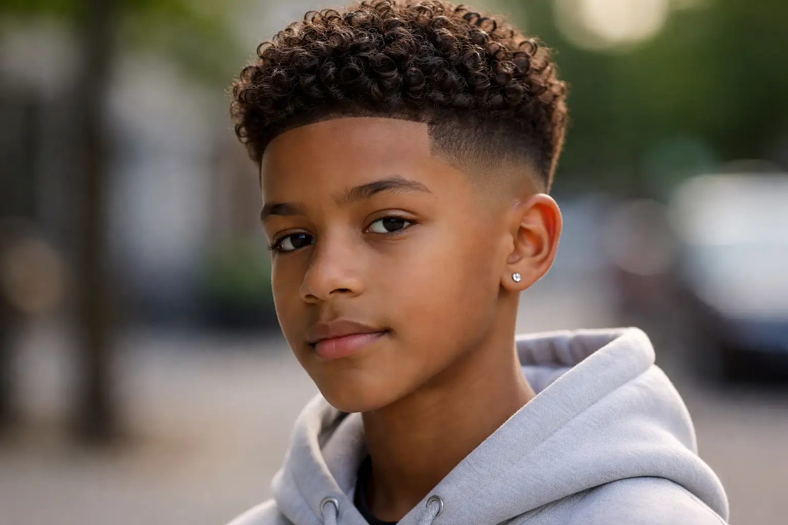 Low Fade with Curly Top