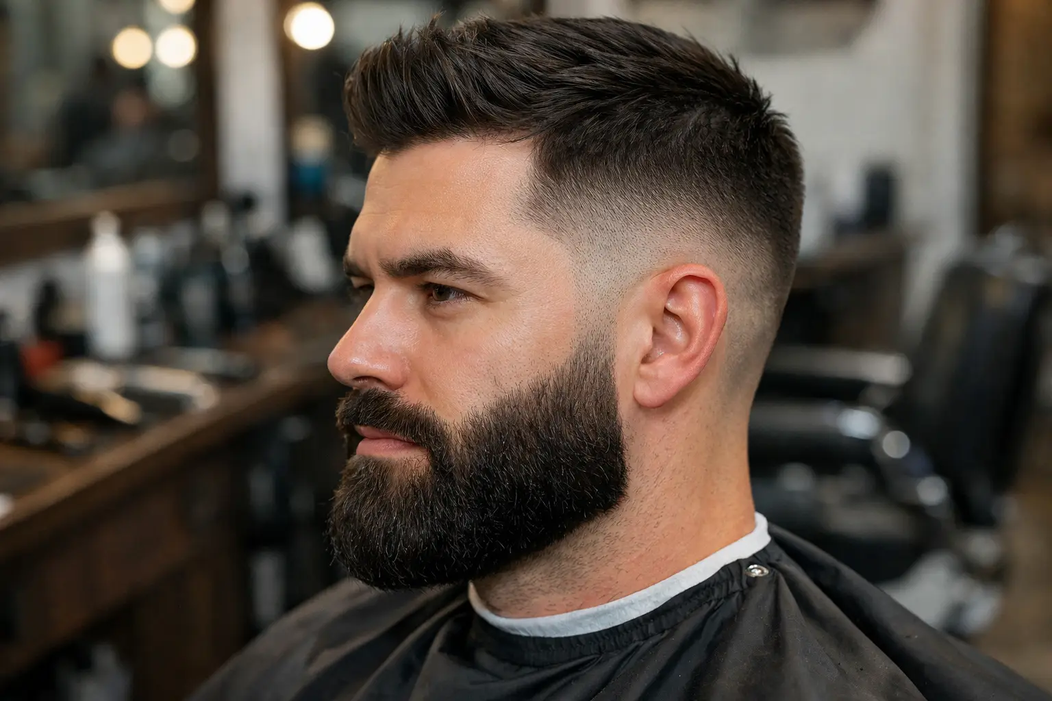 Low Fade with Full Beard