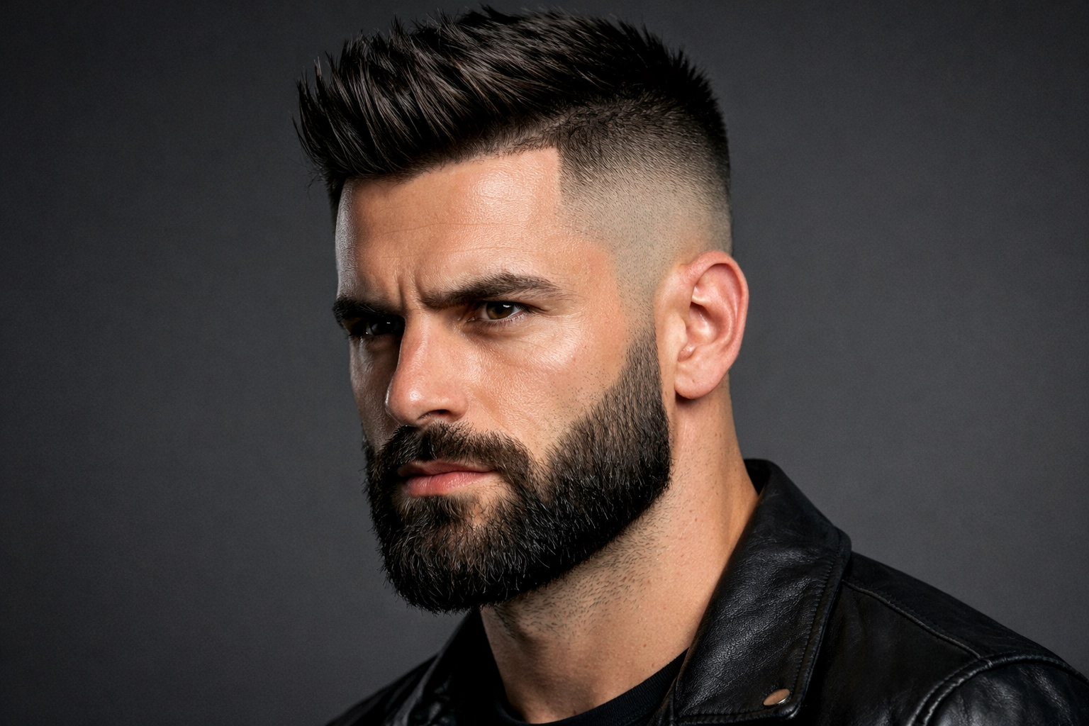 Medium Beard with High Fade