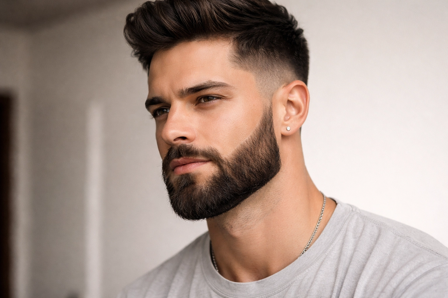 Medium Beard with Sharp Cheek Line