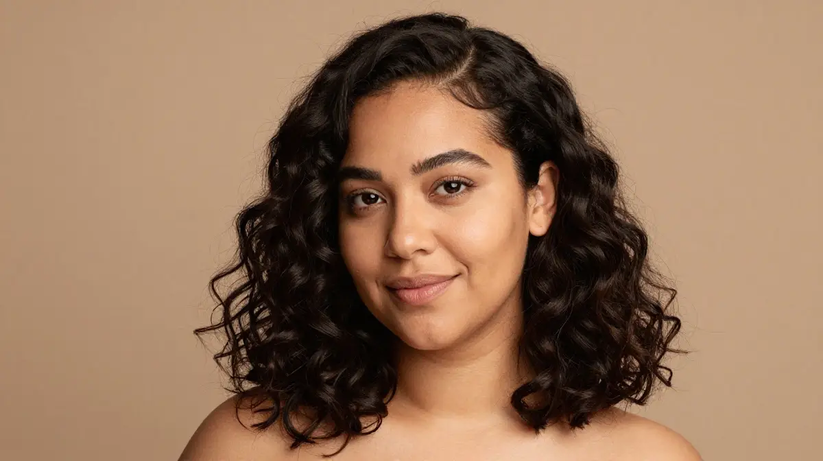 Medium Hair with Deep Side Part and Soft Curls