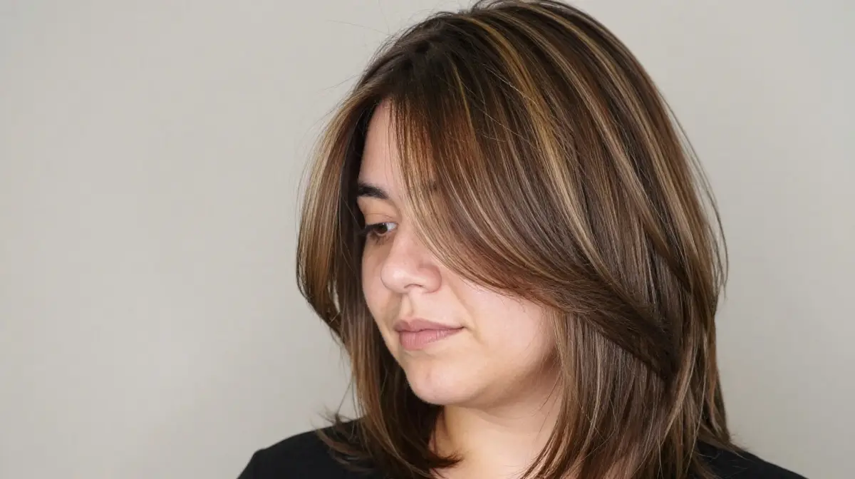 Medium Layered Hair with Highlights