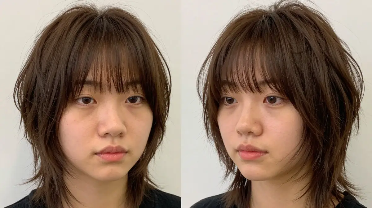 Medium Shag with Curtain Bangs