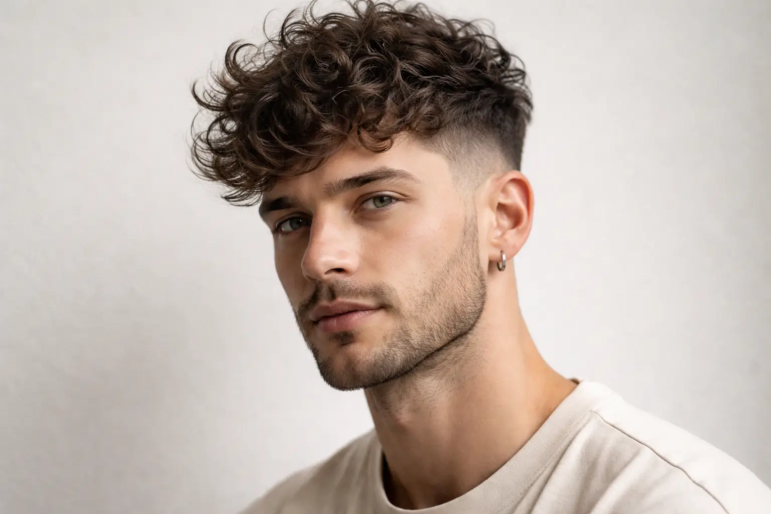 Messy Curly Fade Undercut