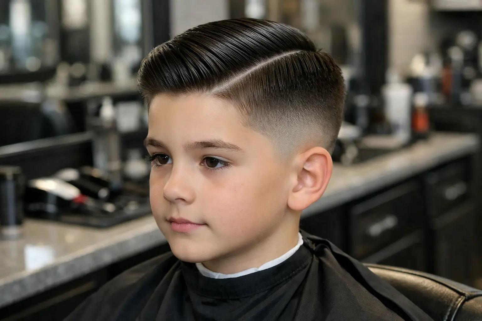 Mid Fade with Comb Over