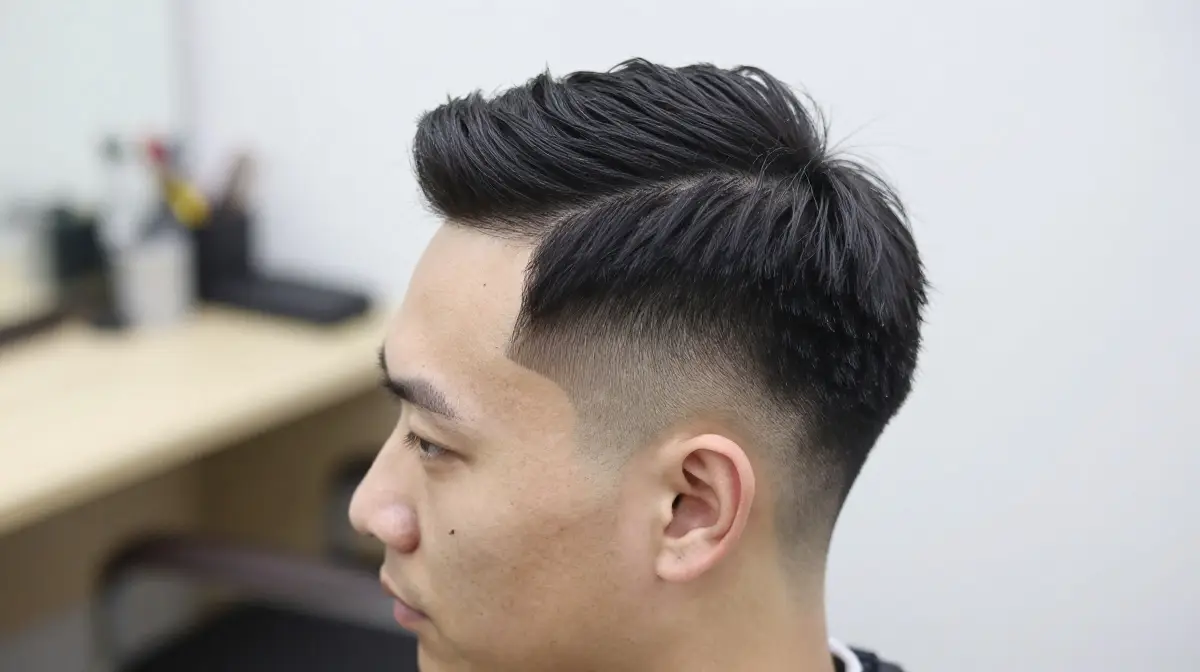 Mid Fade with Side Part and Light Pomade