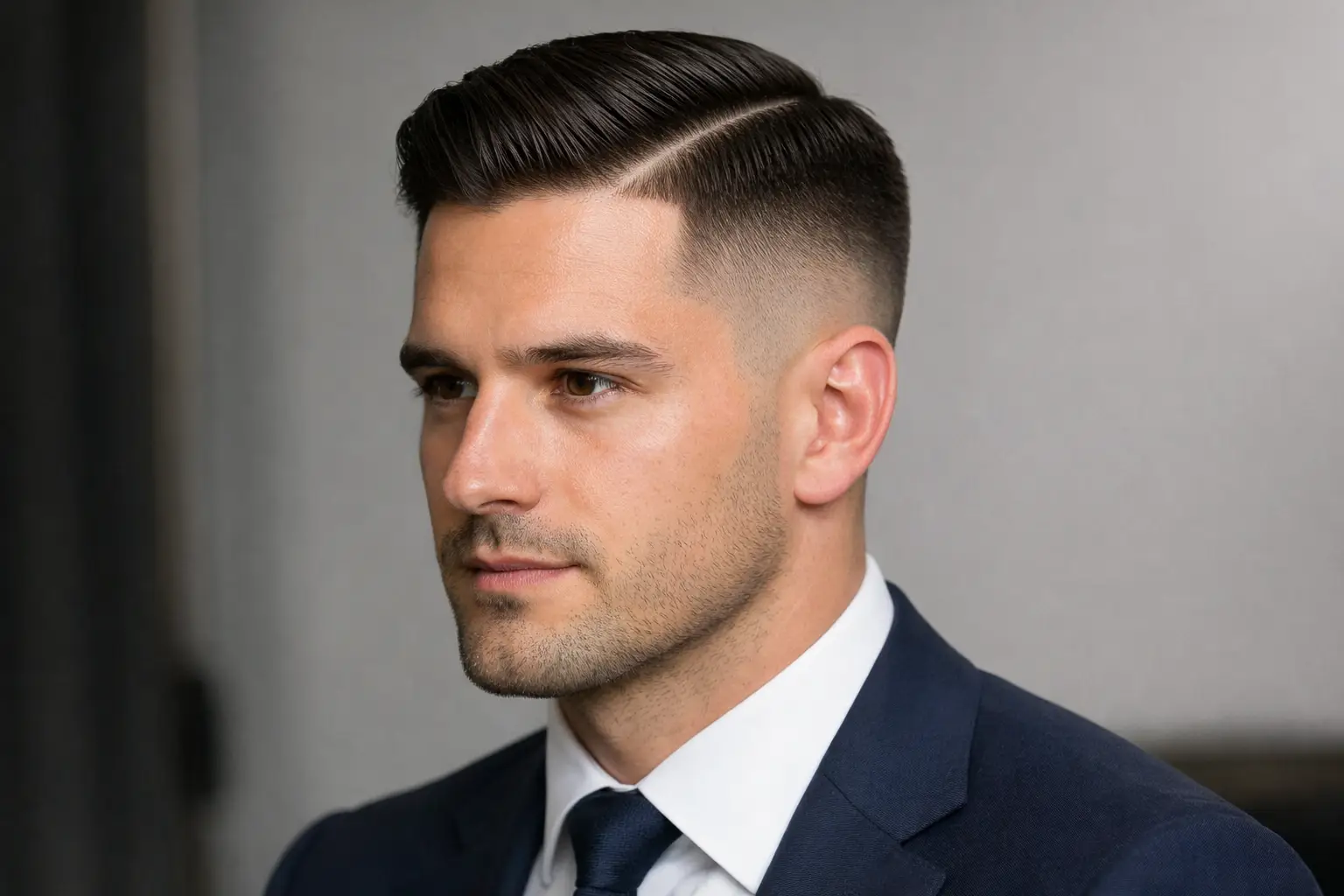 Mid Fade with Side Part