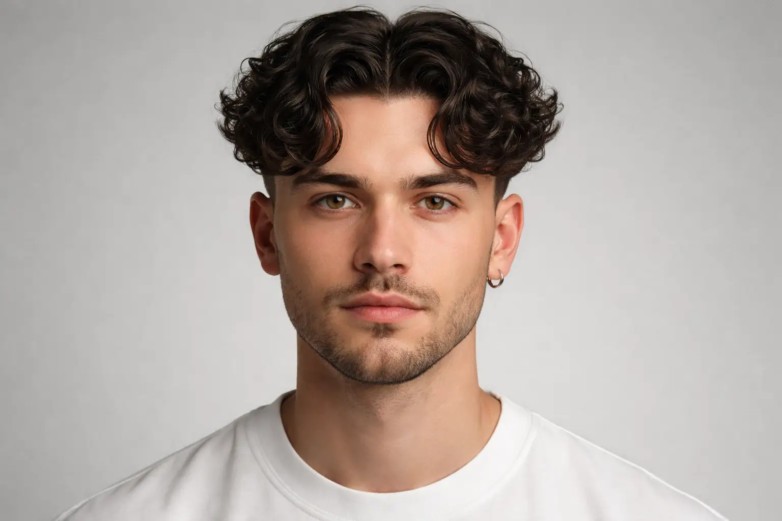 Middle Part Curly Undercut