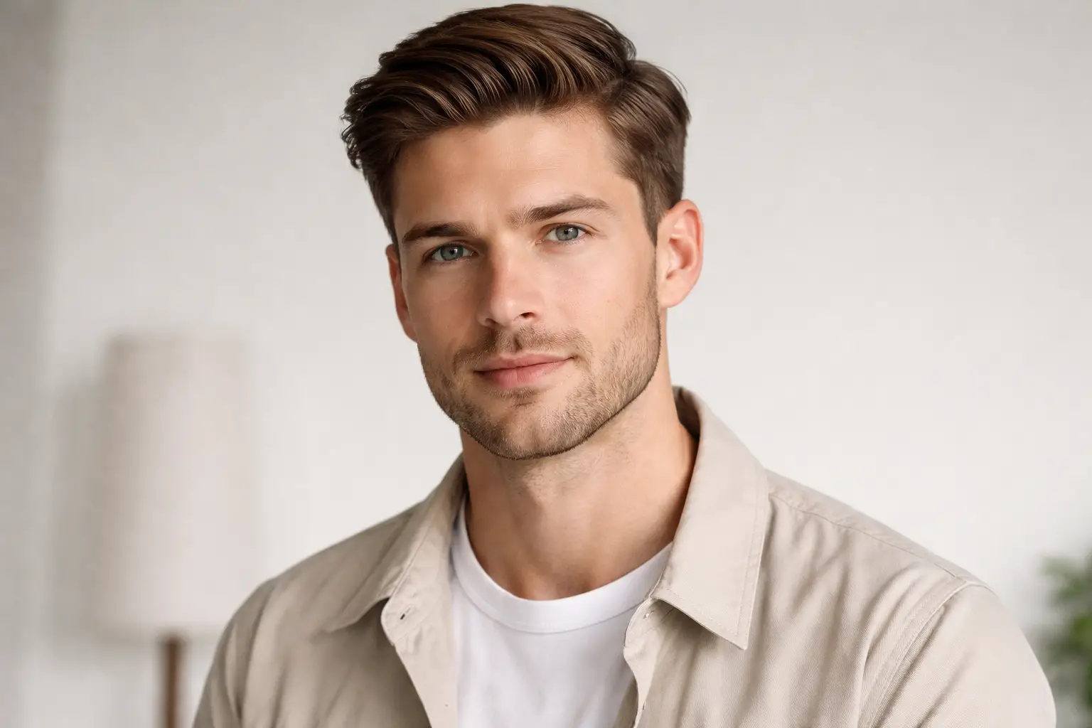 Modern Side Part with Natural Finish