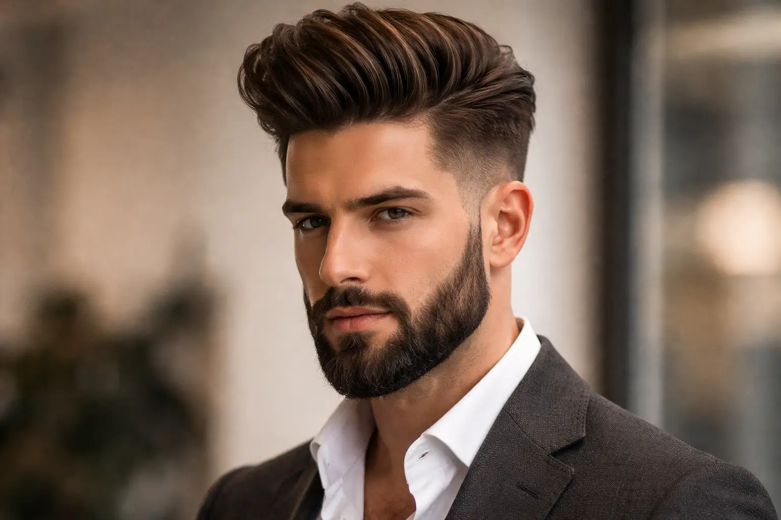 Pompadour Fade with Beard