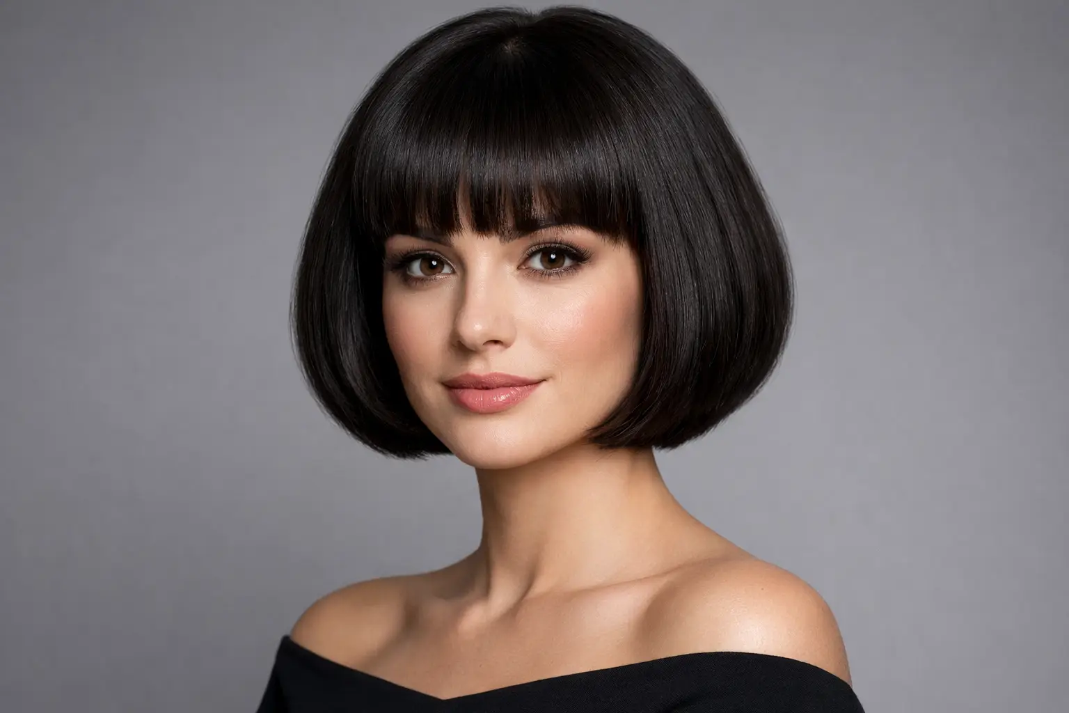 Rounded Bob with Bangs