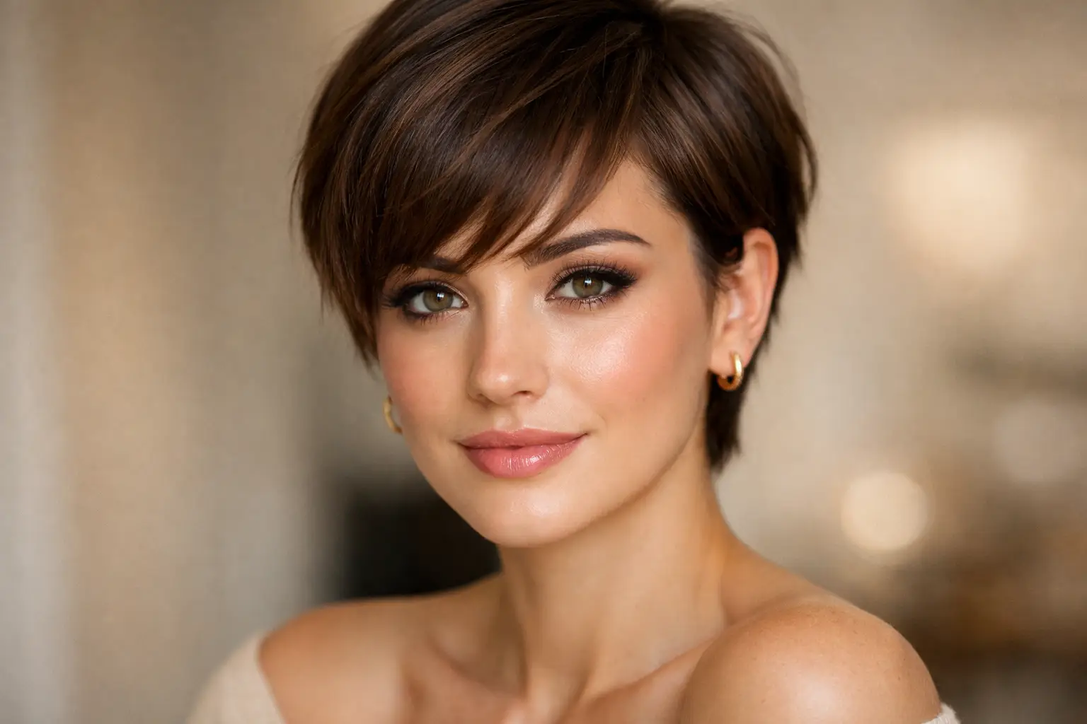 Short Hair with Side Swept Fringe