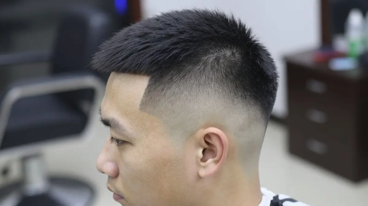 Short Textured Top with Mid Skin Fade