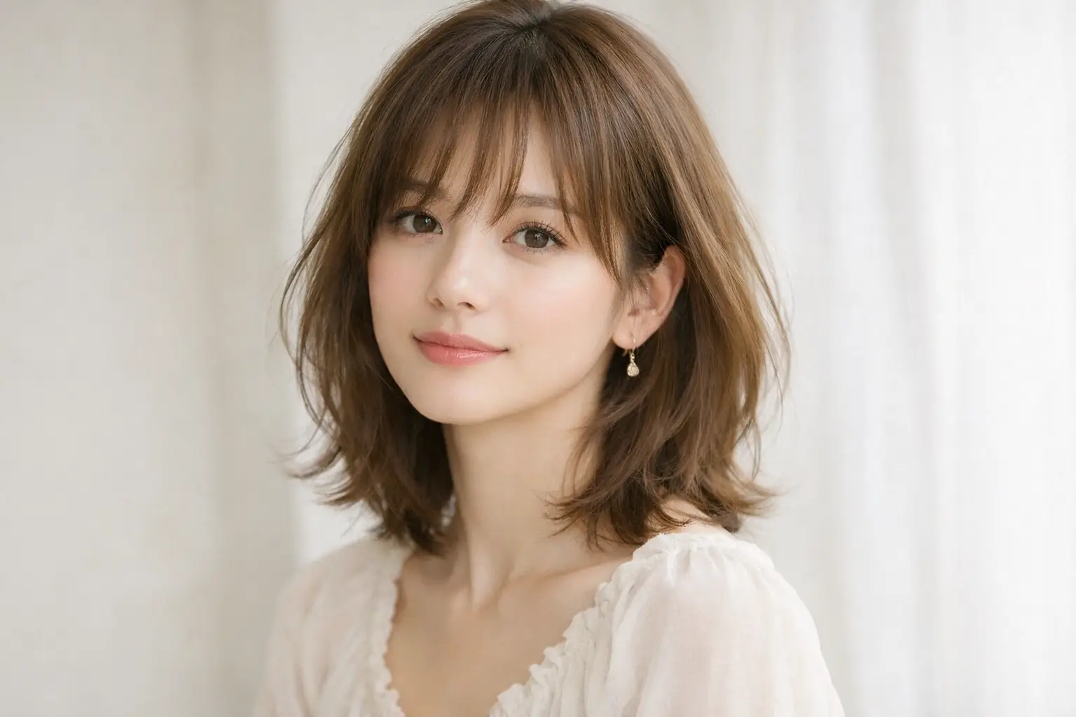 Shoulder Length Hair with Wispy Bangs