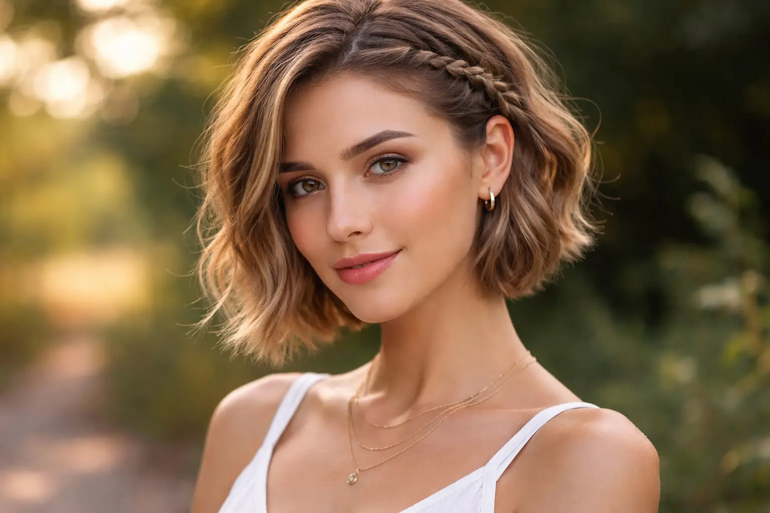 Side Braided Short Hair