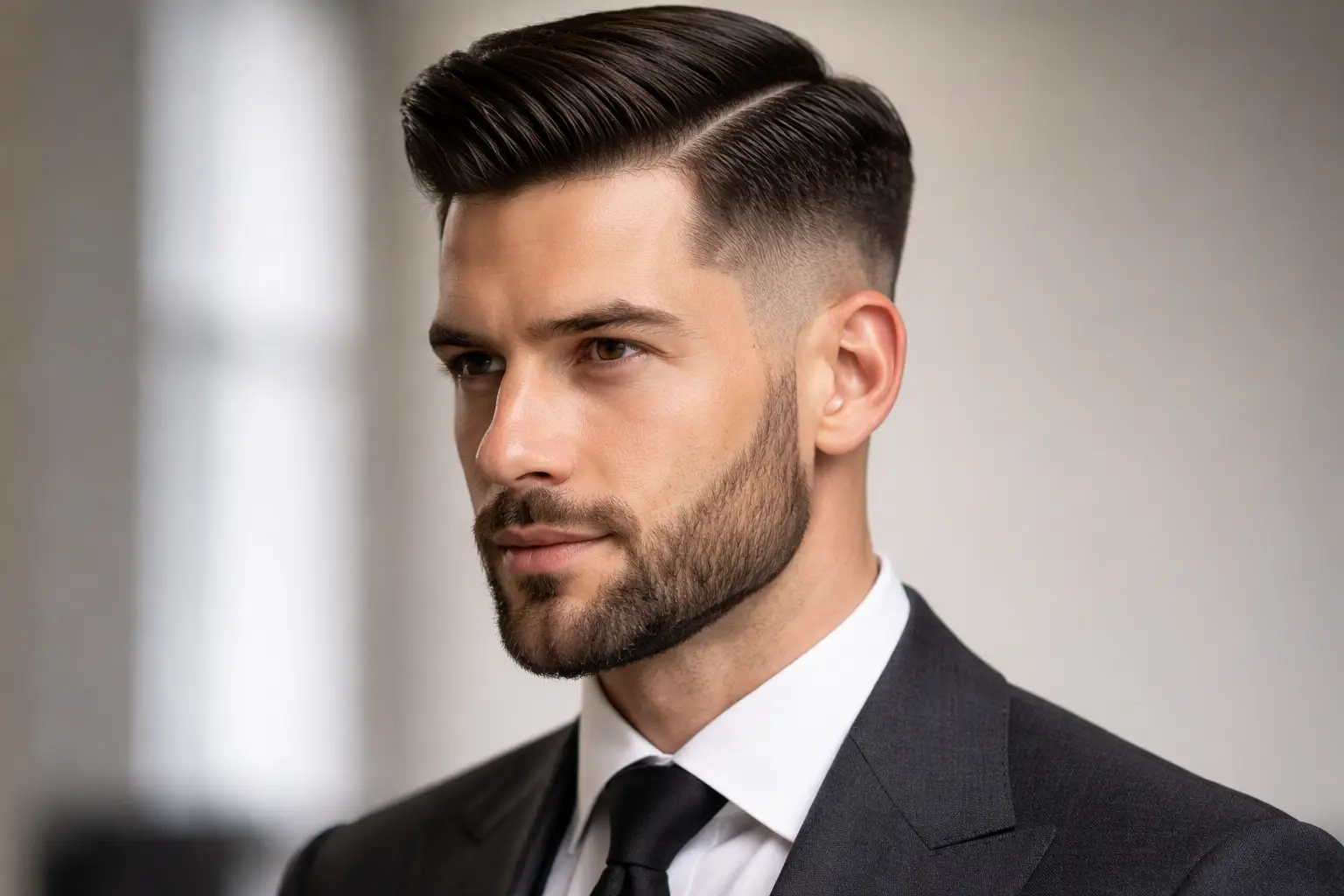 Side Part Fade with Beard