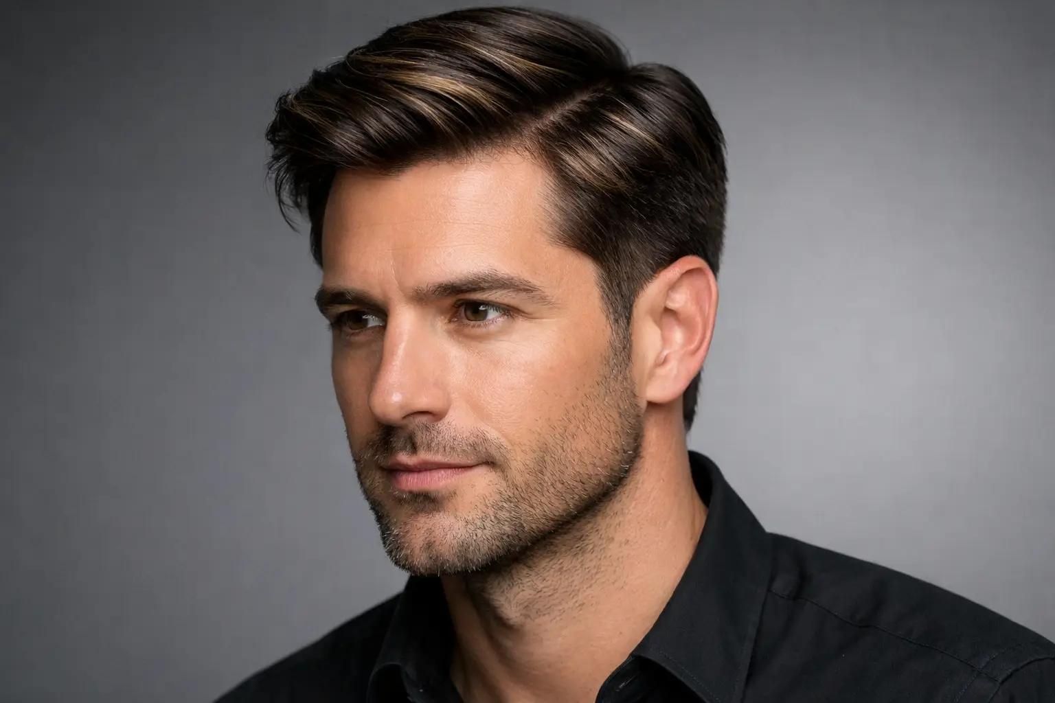 Side Part with Subtle Highlights