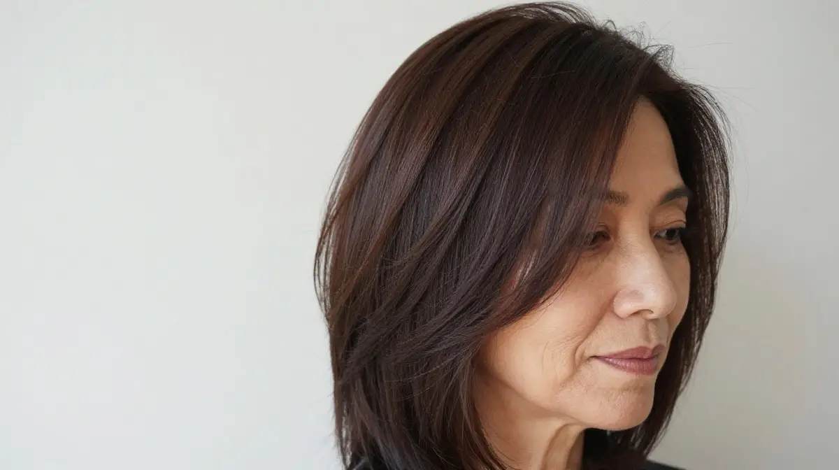 Side-Parted Layered Medium Hair