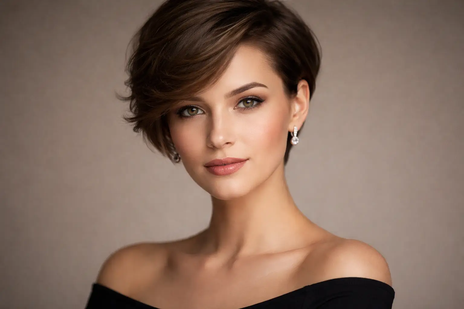 Side Swept Short Hair