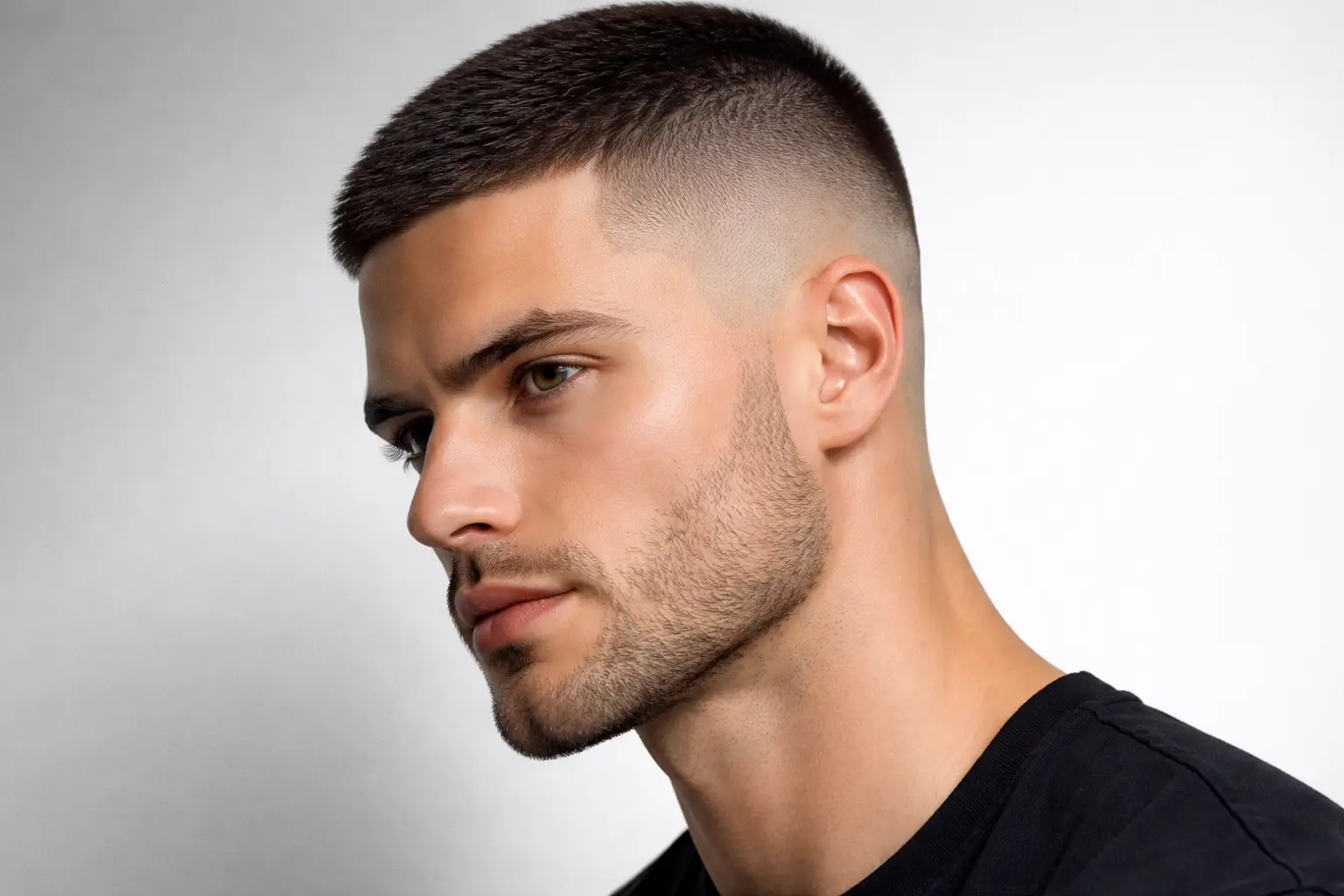 Skin Fade Buzzcut With Stubble Beard