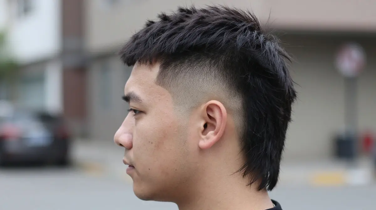 Skin Fade with Textured Modern Mullet