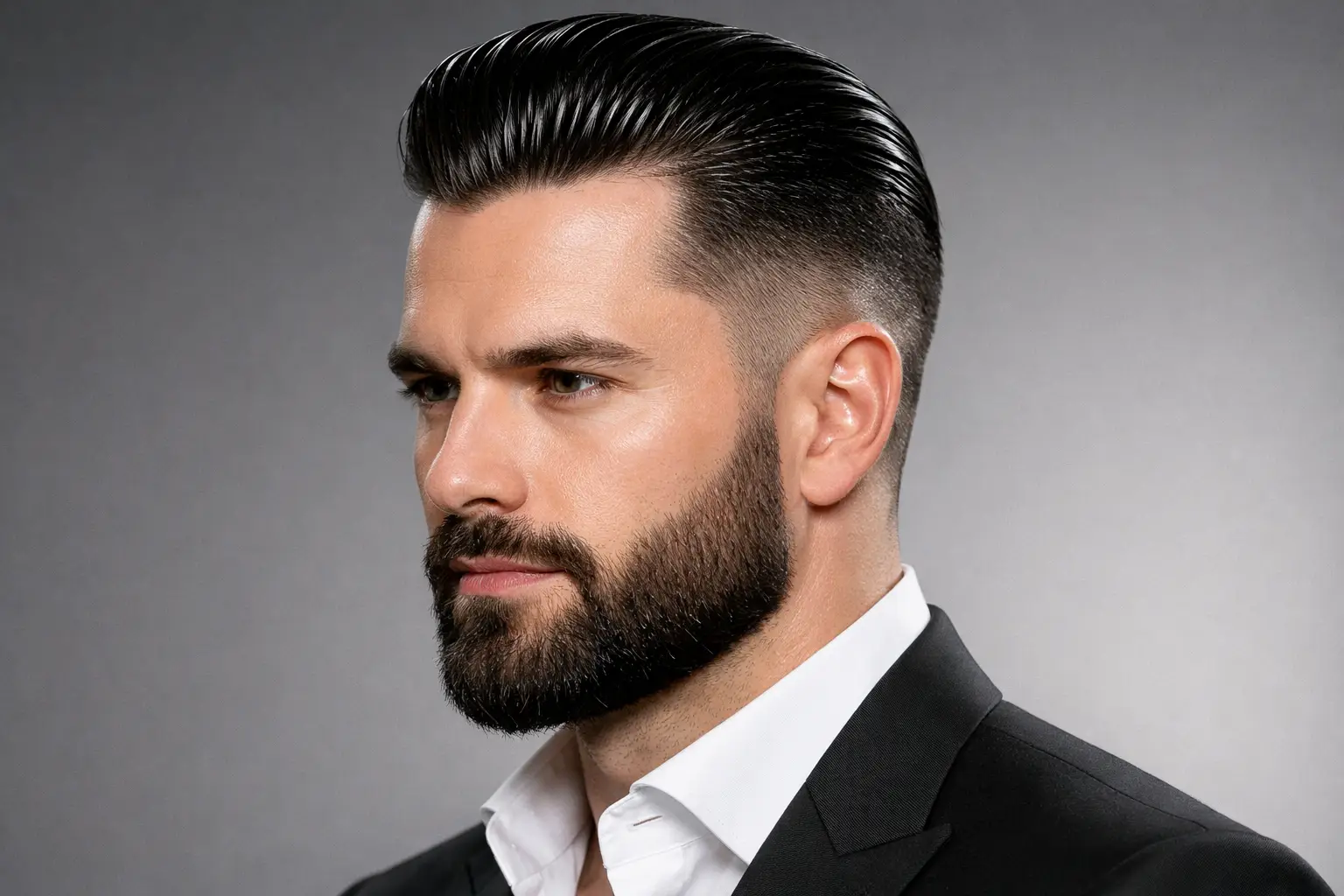 Slick Back Fade with Beard